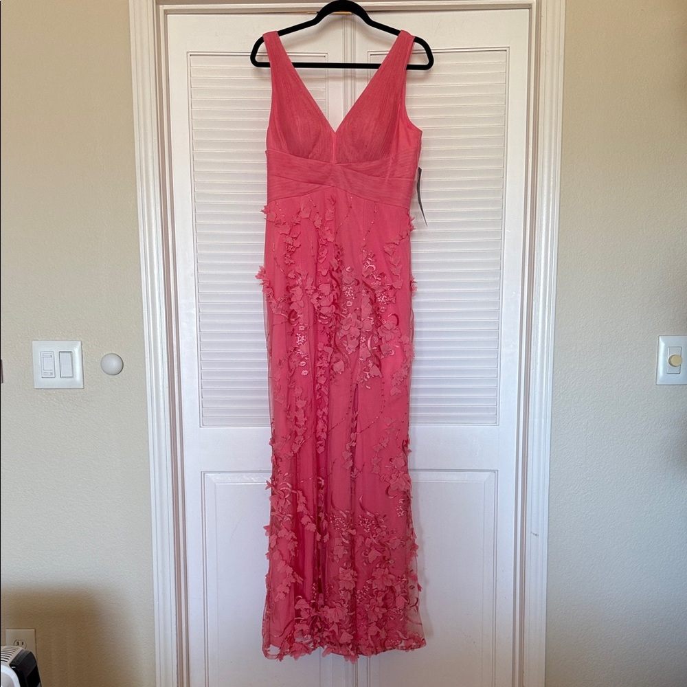 Aidan Mattox Coral Floral Maxi Dress